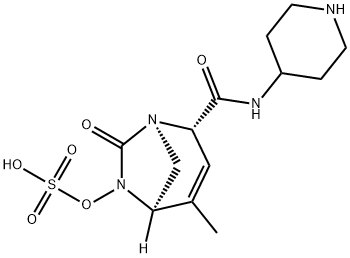 1,6-DIAZABICYCLO[3.2.1]OCT-3-ENE-2-CARBOXAMIDE, 4-METHYL-7-OXO-N-4-PIPERIDINYL-6-(SULFOOXY)-, (1R,2S 结构式