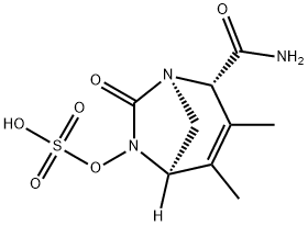 (1R,2S,5R)-2-(Aminocarbonyl)-3,4-dimethyl-7-
oxo-1,6-diazabicyclo[3.2.1]oct-3-en-6-yl
hydrogen sulfate 结构式