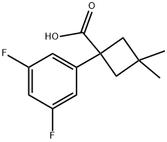 1-(3,5-二氟苯基)-3,3-二甲基环丁烷-1-羧酸 结构式