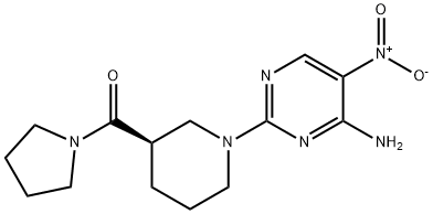 甲基酮,[(3R,1-(4-氨基-5-硝基-2-嘧啶基-[3-哌啶基]-1-吡咯烷基- 结构式