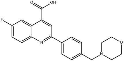 4-Quinolinecarboxylic acid, 6-fluoro-2-[4-(4-morpholinylmethyl)phenyl]- 结构式