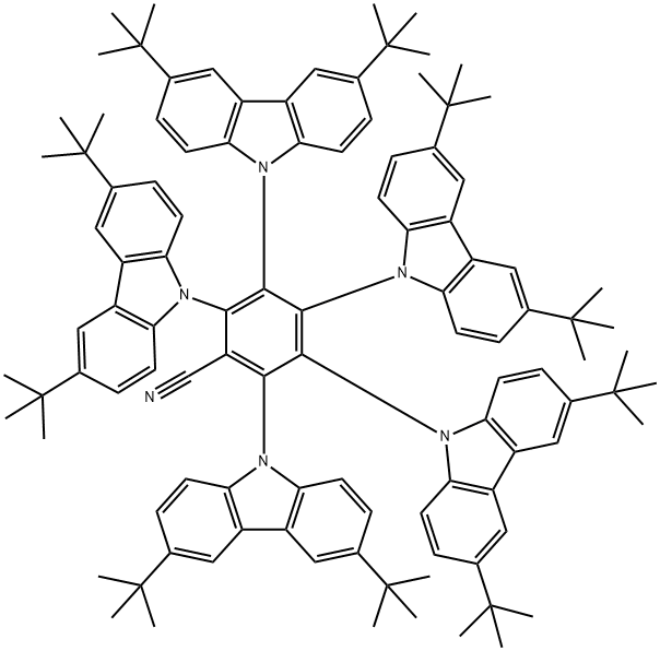 2,3,4,5,6-五(3,6-二叔丁基-9H-咔唑-9-基)苯甲腈 结构式