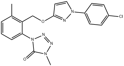 1-[2-({[1-(4-chlorophenyl)-1H-pyrazol-3-yl]oxy}methyl)-3-methylphenyl]-4-methyl-1,4-dihydro-5H-tetrazol-5-one: metyltetraprole 结构式