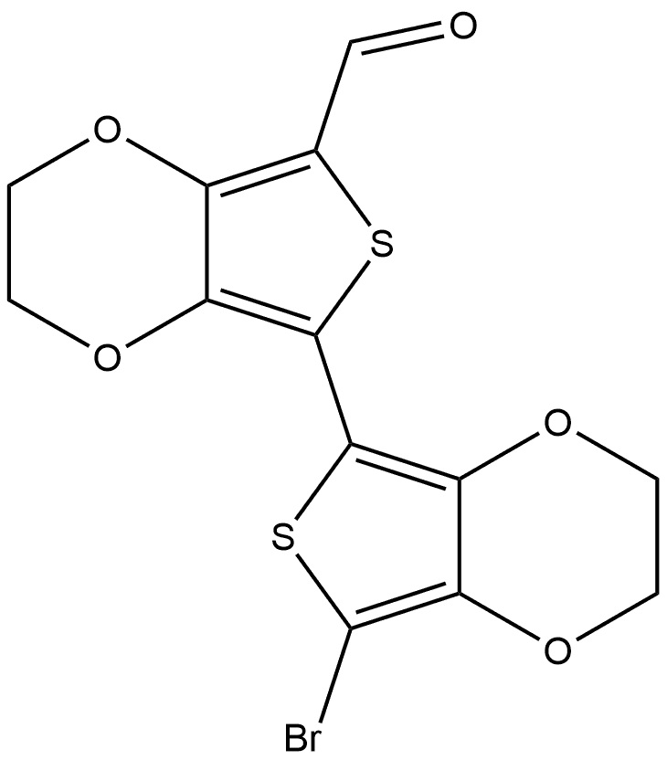 7'-溴-2,2',3,3'-四氢-[5,5'-联噻吩并[3,4-B][1,4]二噁烷]-7-甲醛 结构式