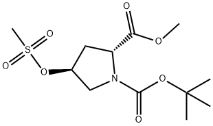 N-BOC-反式-4-甲磺酰基-D-脯氨酸甲酯 结构式