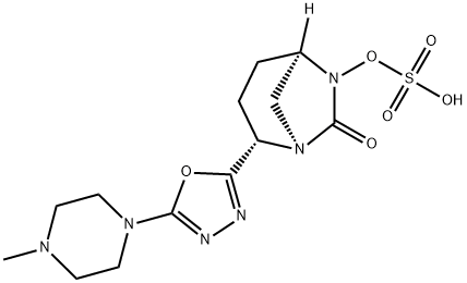 (1R,2S,5R)-2-[5-(4-Methyl-1-piperazinyl)-1,3,4-oxadiazol-2-yl]-7-oxo-1,6-diazabicyclo[3.2.1]oct-6-yl hydrogen sulfate 结构式