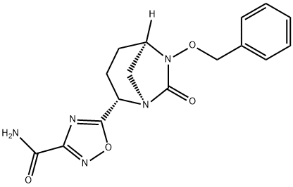 5-[(1R,2S,5R)-7-Oxo-6-(phenylmethoxy)-1,6-diazabicyclo[3.2.1]oct-2-yl]-1,2,4-oxadiazole-3-carboxamide 结构式