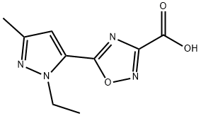 5-(1-乙基-3-甲基-1H-吡唑-5-基)-1,2,4-噁二唑-3-羧酸 结构式