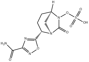 (1R,2S,5R)-2-[3-(Aminocarbonyl)-1,2,4-oxadiazol-5-yl]-7-oxo-1,6-diazabicyclo[3.2.1]oct-6-yl hydrogen sulfate 结构式