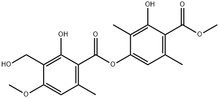 Benzoic acid, 2-hydroxy-4-[[2-hydroxy-3-(hydroxymethyl)-4-methoxy-6-methylbenzoyl]oxy]-3,6-dimethyl-, methyl ester 结构式