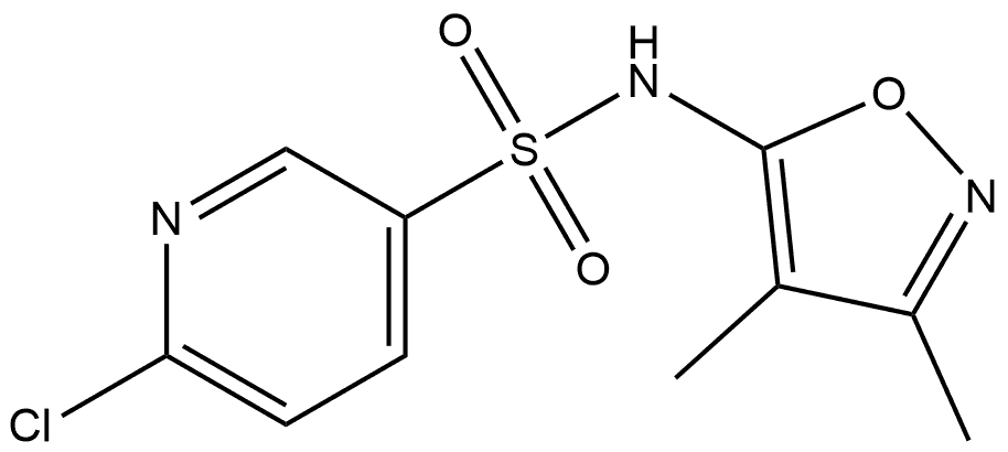 6-chloro-N-(3,4-dimethyl-1,2-oxazol-5-yl)pyridine-3-sulfonamide 结构式