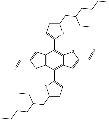 Benzo[1,2-b:4,5-b']dithiophene-2,6-dicarboxaldehyde, 4,8-bis[5-(2-ethylhexyl)-2-thienyl]- 结构式