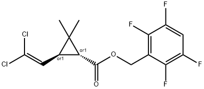 Cyclopropanecarboxylic acid, 3-(2,2-dichloroethenyl)-2,2-dimethyl-, (2,3,5,6-tetrafluorophenyl)methyl ester, (1R,3S)-rel- 结构式