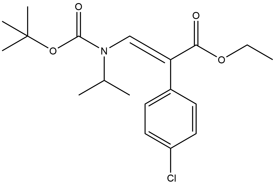 Benzeneacetic acid, 4-chloro-α-[[[(1,1-dimethylethoxy)carbonyl](1-methylethyl)amino]methylene]-, ethyl ester, (αE)- 结构式