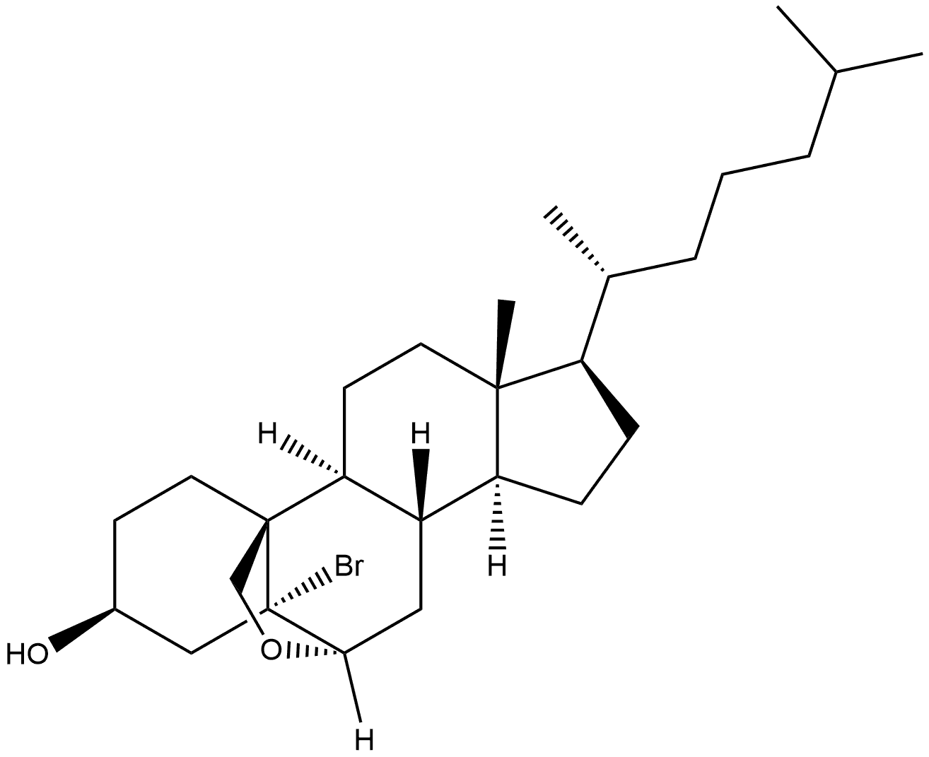 Cholestan-3-ol, 5-bromo-6,19-epoxy-, (3β,5α,6β)- (9CI) 结构式