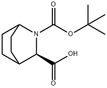 (R)-2-(叔丁氧羰基)-2-氮杂双环[2.2.2]辛烷-3-羧酸 结构式