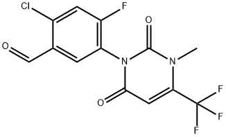 Benzaldehyde, 2-chloro-5-[3,6-dihydro-3-methyl-2,6-dioxo-4-(trifluoromethyl)-1(2H)-pyrimidinyl]-4-fluoro- 结构式