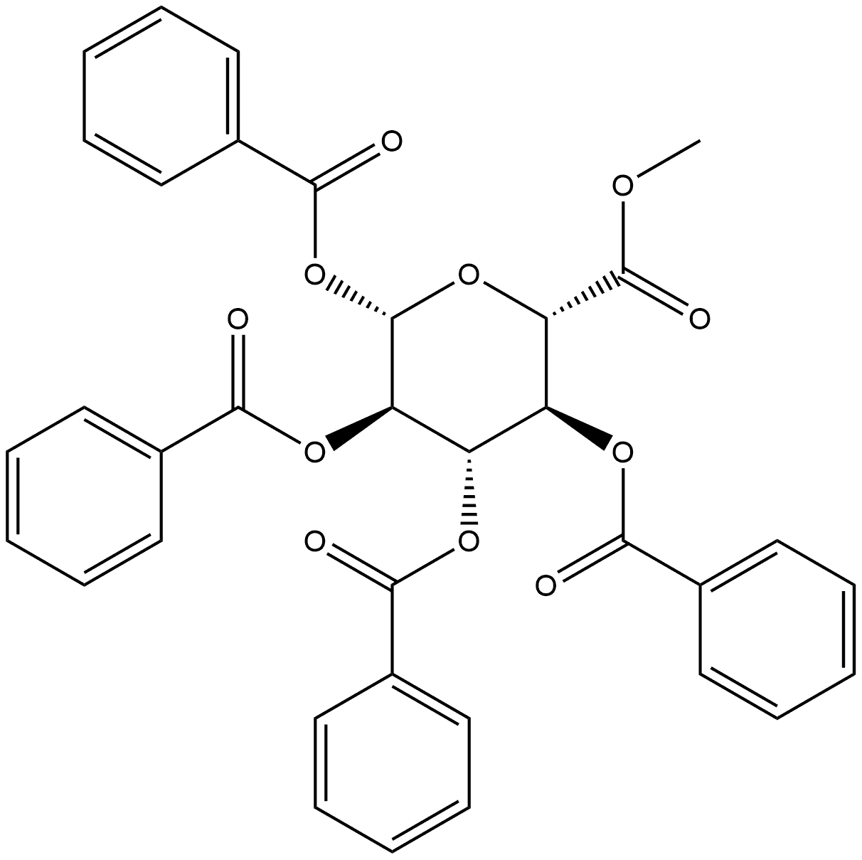 β-D-Glucopyranuronic acid, methyl ester, 1,2,3,4-tetrabenzoate 结构式