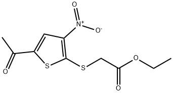 Acetic acid, 2-[(5-acetyl-3-nitro-2-thienyl)thio]-, ethyl ester 结构式