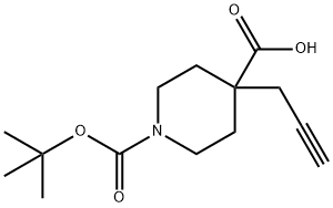 1-(叔丁氧基羰基)-4-(丙-2-炔-1-基)哌啶-4-羧酸 结构式