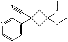 3,3-二甲氧基-1-(吡啶-3-基)环丁烷-1-甲腈 结构式