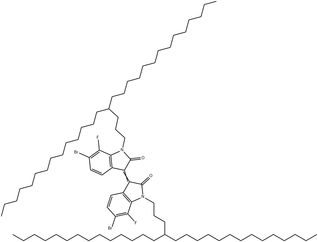 2H-Indol-2-one, 6-bromo-3-[6-bromo-7-fluoro-1,2-dihydro-2-oxo-1-(4-tetradecyloctadecyl)-3H-indol-3-ylidene]-7-fluoro-1,3-dihydro-1-(4-tetradecyloctadecyl)- 结构式
