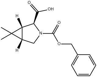 (1R,2S,5S)-3-((苄氧基)羰基)-6,6-二甲基-3-氮杂双环[3.1.0]己烷-2-羧酸 结构式