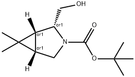 3-Azabicyclo[3.1.0]hexane-3-carboxylic acid, 2-(hydroxymethyl)-6,6-dimethyl-, 1,1-dimethylethyl ester, (1R,2R,5S)-rel- 结构式