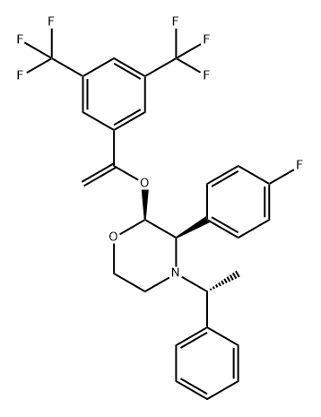 Morpholine, 2-[[1-[3,5-bis(trifluoromethyl)phenyl]ethenyl]oxy]-3-(4-fluorophenyl)-4-[(1R)-1-phenylethyl]-, (2S,3R)- 结构式