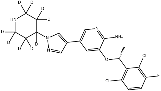 3-[(1R)-1-(2,6-Dichloro-3-fluorophenyl)ethoxy]-5-[1-(4-piperidinyl-2,2,3,3,4,5,5,6,6-d9)-1H-pyrazol-4-yl]-2-pyridinamine 结构式