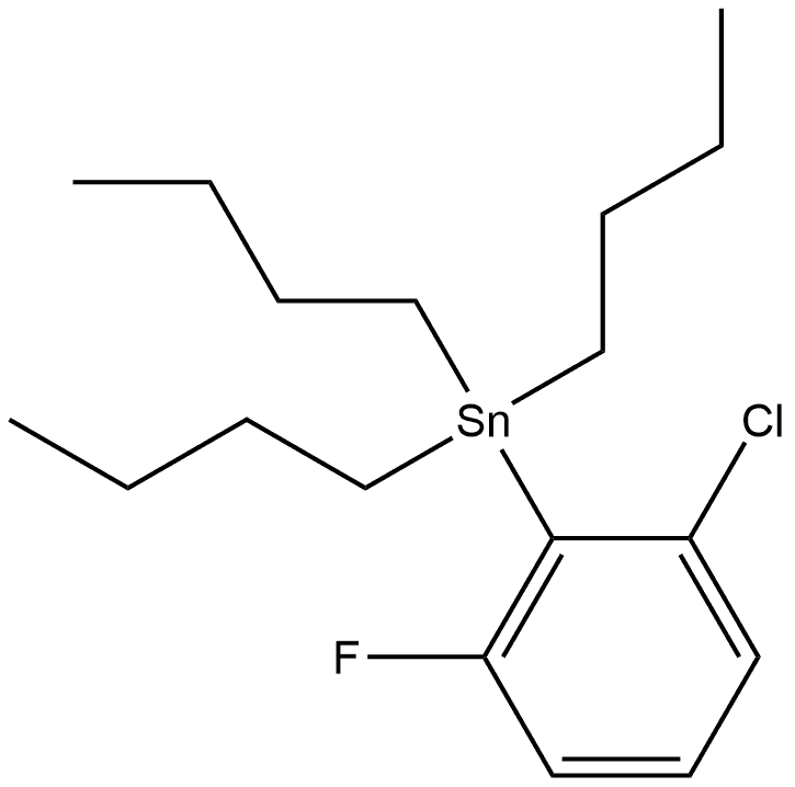 三丁基(2-氯-6-氟苯基)锡烷 结构式