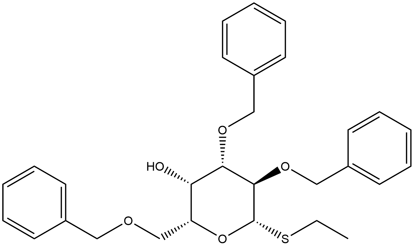 2,3,6-三-O-苄基-1-硫代-Β-D-吡喃半乳糖乙酯 结构式