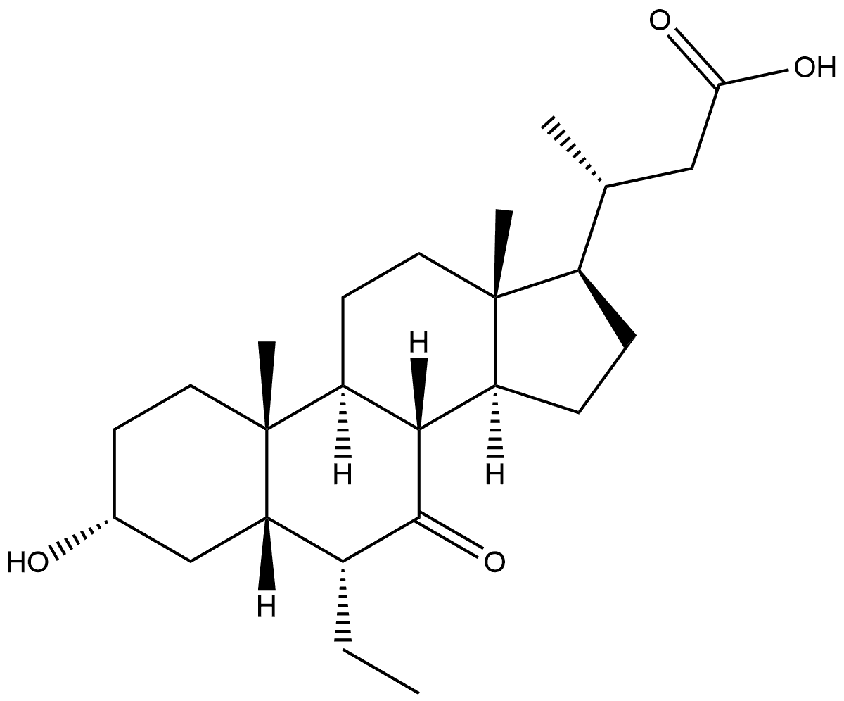 24-Norcholan-23-oic acid, 6-ethyl-3-hydroxy-7-oxo-, (3α,5β,6α)- 结构式