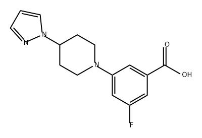 3-(4-(1H-吡唑-1-基)哌啶-1-基尔)-5-氟苯甲酸 结构式