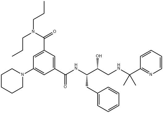 N3-[(1S,2R)-2-Hydroxy-3-[[1-methyl-1-(2-pyridinyl)ethyl]amino]-1-(phenylmethyl)propyl]-5-(1-piperidinyl)-N1,N1-dipropyl-1,3-benzenedicarboxamide 结构式