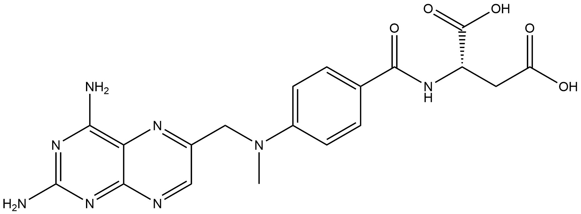 L-Aspartic acid, N-[4-[[(2,4-diamino-6-pteridinyl)methyl]methylamino]benzoyl]- 结构式