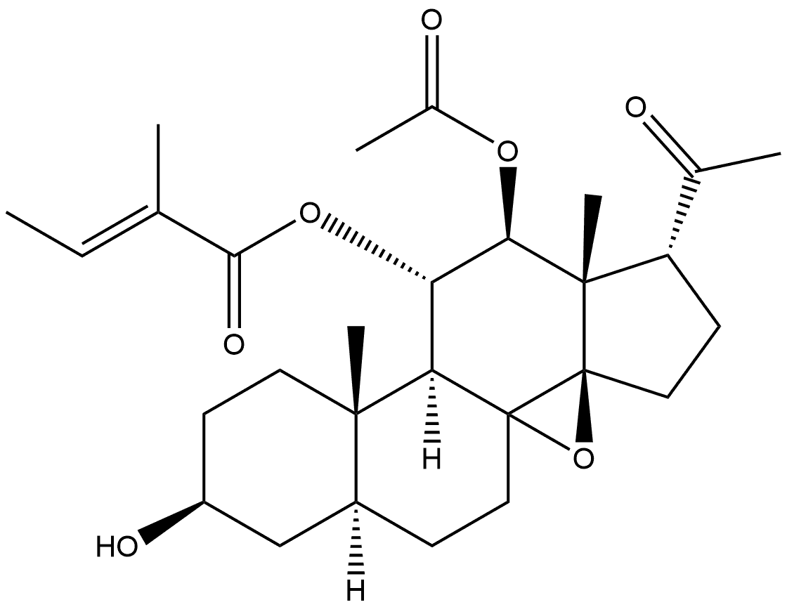 11Α-丁烯酰基-12Β-乙酰基通关藤苷元B 结构式