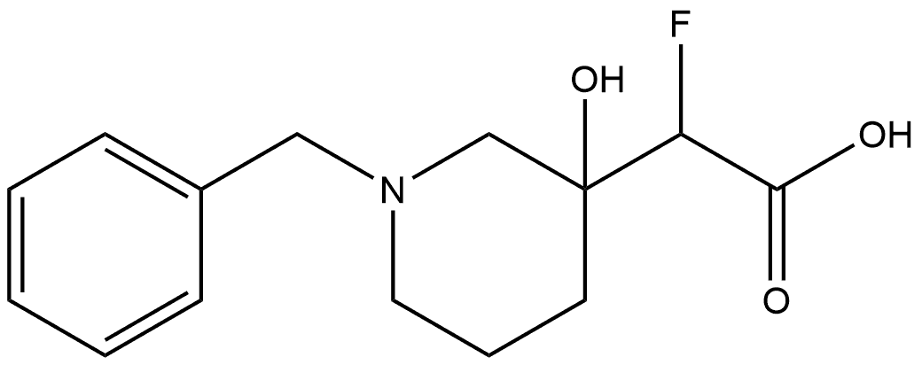 2-(1-benzyl-3-hydroxypiperidin-3-yl)-2-fluoroacetic acid 结构式