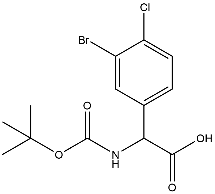 3-Bromo-4-chloro-α-[[(1,1-dimethylethoxy)carbonyl]amino]benzeneacetic acid 结构式
