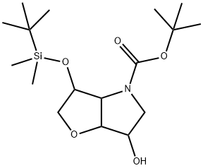 4H-Furo[3,2-b]pyrrole-4-carboxylic acid, 3-[[(1,1-dimethylethyl)dimethylsilyl]oxy]hexahydro-6-hydroxy-, 1,1-dimethylethyl ester 结构式