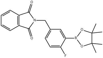 1H-Isoindole-1,3(2H)-dione, 2-[[4-fluoro-3-(4,4,5,5-tetramethyl-1,3,2-dioxaborolan-2-yl)phenyl]methyl]- 结构式