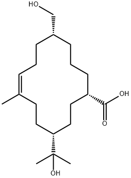 7-Cyclotetradecene-1-carboxylic acid, 11-(hydroxymethyl)-4-(1-hydroxy-1-methylethyl)-7-methyl-, [1S-(1R*,4R*,7Z,11S*)]- (9CI) 结构式