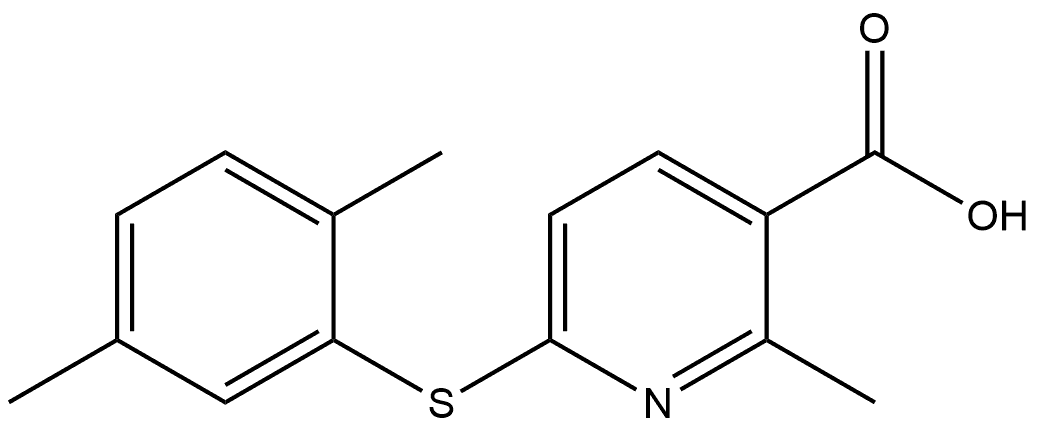 6-[(2,5-Dimethylphenyl)thio]-2-methyl-3-pyridinecarboxylic acid 结构式