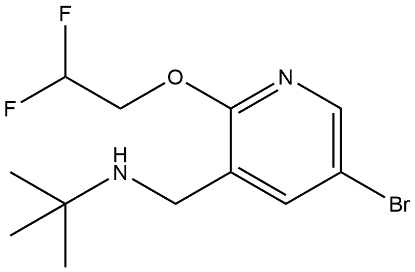 5-Bromo-2-(2,2-difluoroethoxy)-N-(1,1-dimethylethyl)-3-pyridinemethanamine 结构式