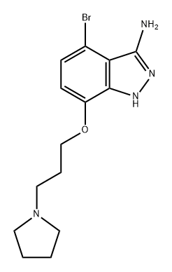 4-溴-7-[3-(1-吡咯烷二基)丙氧基]-1H-吲唑-3-胺 结构式