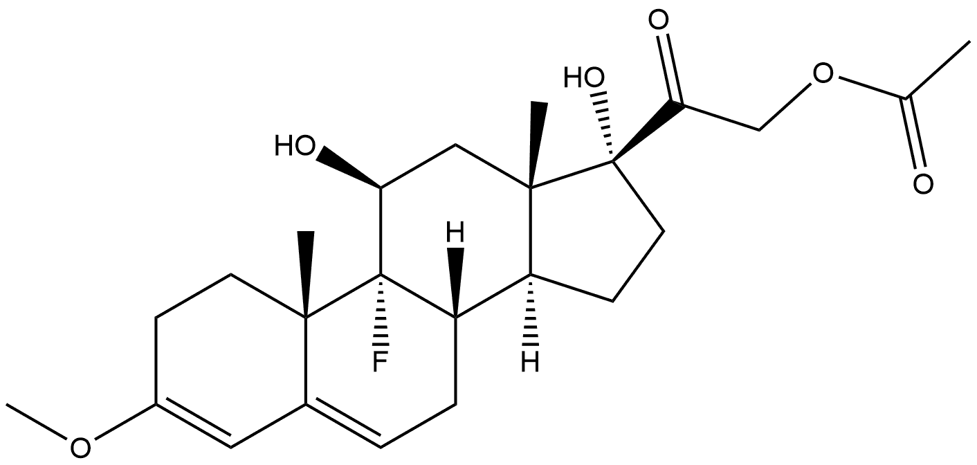Pregna-3,5-dien-20-one, 21-(acetyloxy)-9-fluoro-11,17-dihydroxy-3-methoxy-, (11β)- (9CI) 结构式