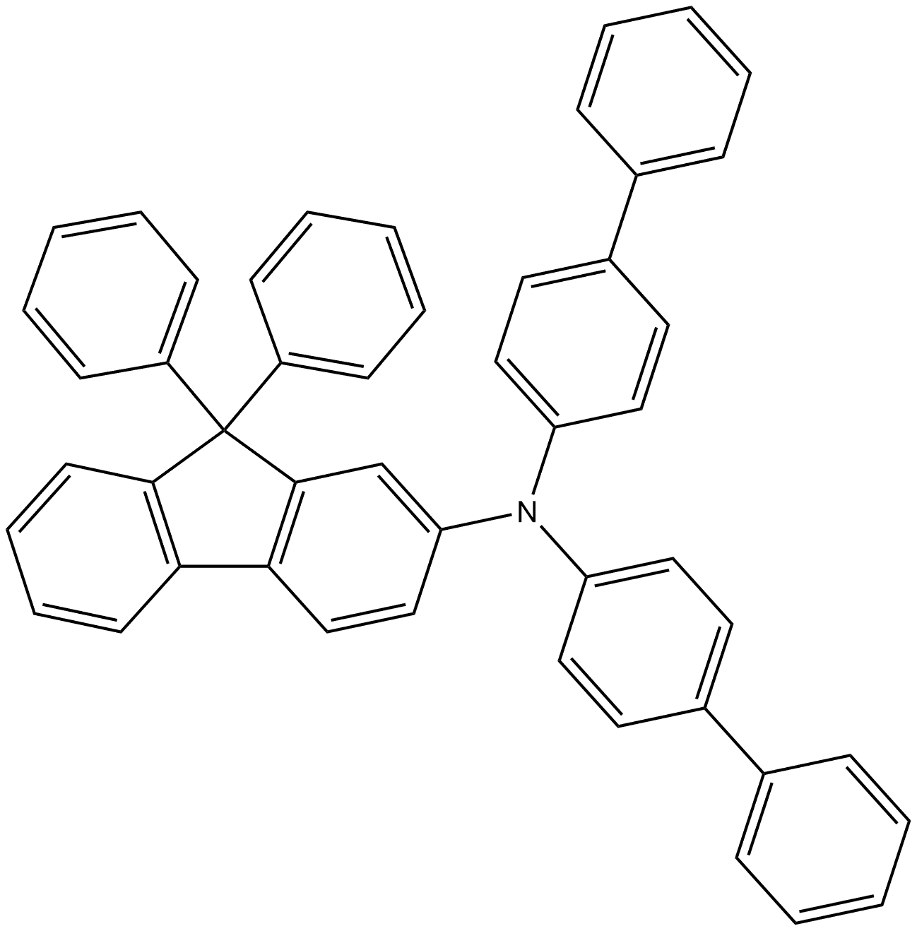 N、 N-双([1,1′-联苯]-4-基)-9,9-二苯基-9H-芴-2-胺 结构式
