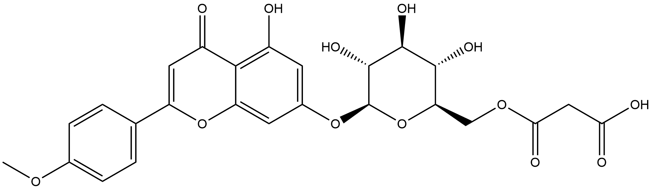 金合欢素-7-O-(6”-O-丙二酸单酰)-Β-D-葡萄糖苷 结构式