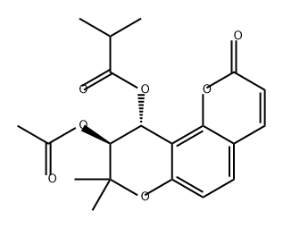 Propanoic acid, 2-methyl-, (9S,10R)-9-(acetyloxy)-9,10-dihydro-8,8-dimethyl-2-oxo-2H,8H-benzo[1,2-b:3,4-b']dipyran-10-yl ester 结构式