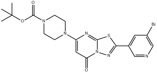 4-(2-(5-溴吡啶-3-基)-5-氧基-5H-[1,3,4]噻二唑[3,2-A]嘧啶-7-基)哌嗪-1-羧酸叔丁酯 结构式